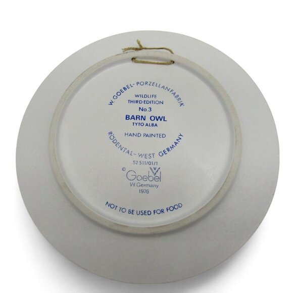 GOEBEL Wildlife PORCELAIN Plates Barn Owl And Titmouse 1970s Germany Vintage - Picture 9 of 11